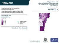 VT Congressional District 01 Stroke and Federally Qualified Health Centers Map 119th Congress