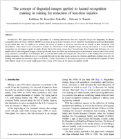 The Concept Of Degraded Images Applied To Hazard Recognition Training In Mining For Reduction Of LostTime Injuries