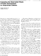 Evaluating The Observable Effects Of Foster Grandparents On Hospitalized Children