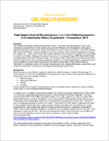 CDC Health Advisory Fatal Gastrointestinal Mucormycosis in an Infant Following Ingestion of Contaminated Dietary Supplement  Connecticut 2014