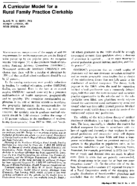 A Curricular Model For A Rural Family Practice Clerkship
