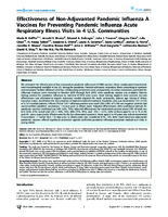Effectiveness of NonAdjuvanted Pandemic Influenza A Vaccines for Preventing Pandemic Influenza Acute Respiratory Illness Visits in 4 US Communities