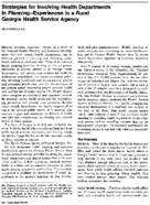 Strategies For Involving Health Departments In PlanningExperiences In A Rural Georgia Health Services Agency