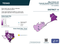 TX Congressional District 14 Stroke and Federally Qualified Health Centers Map 119th Congress