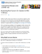 Assessing risk factors for severe COVID19 illness Nov 30 2020