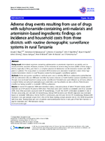 Adverse drug events resulting from use of drugs with sulphonamidecontaining antimalarials and artemisininbased ingredients findings on incidence and household costs from three districts with routine demographic surveillance systems in rural Tanzania