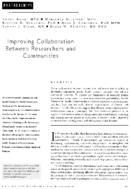 Improving collaboration between researchers and communities