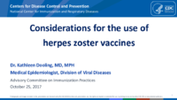 Considerations for the use of herpes zoster vaccines