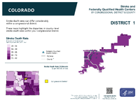 CO Congressional District 01 Stroke and Federally Qualified Health Centers Map 118th Congress