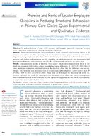 Promise and Perils of LeaderEmployee CheckIns in Reducing Emotional Exhaustion in Primary Care Clinics QuasiExperimental and Qualitative Evidence
