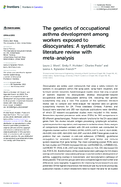The Genetics of Occupational Asthma Development Among Workers Exposed to Diisocyanates A Systematic Literature Review with MetaAnalysis