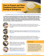 How to Prepare and Store Powdered Infant Formula During an Emergency
