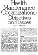 Health maintenance organizations objectives and issues