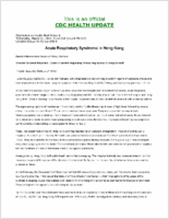 Acute respiratory syndrome in Hong Kong