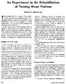 An experiment in the rehabilitation of nursing home patients