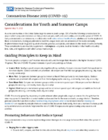 Considerations for youth and summer camps May 19 2020