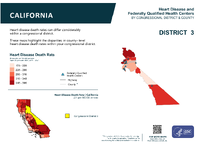 CA Congressional District 03 Heart Disease and Federally Qualified Health Centers Map 118th Congress