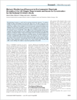 Biologic Monitoring of Exposure to Environmental Chemicals throughout the Life Stages Requirements and Issues for Consideration for the National Childrens Study