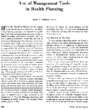 Use Of Management Tools In Health Planning