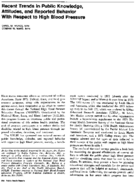 Recent Trends In Public Knowledge Attitudes And Reported Behavior With Respect To High Blood Pressure