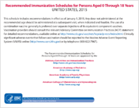 Recommended immunization schedules for persons aged 0 through 18 years  United States 2015