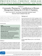 Community Pharmacists Contributions to Disease Management During the COVID19 Pandemic