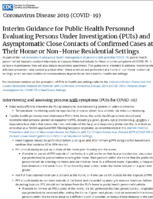 Interim Guidance for Public Health Personnel Evaluating Persons Under Investigation PUIs and Asymptomatic Close Contacts of Confirmed Cases at Their Home or NonHome Residential Settings February 24 2020
