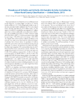 Prevalence of Arthritis and ArthritisAttributable Activity Limitation by UrbanRural County Classification  United States 2015