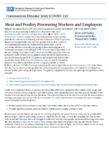 Meat and poultry processing workers and employers  interim guidance from CDC and the Occupational Safety and Health Administration OSHA