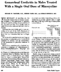 Gonorrheal Urethritis In Males Treated With A Single Oral Dose Of Minocycline