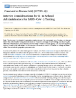 Interim Considerations for K12 School Administrators for SARSCoV2 Testing June 30 2020