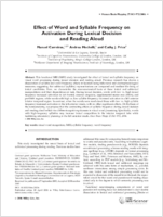 Effect of Word and Syllable Frequency on Activation During Lexical Decision and Reading Aloud