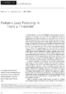 Pediatric Lead Poisoning Is There A Threshold