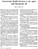 Community health services to the aged and chronically ill