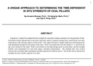 A Unique Approach to Determining the TimeDependent In Situ Strength of Coal Pillars