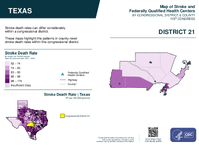 TX Congressional District 21 Stroke and Federally Qualified Health Centers Map 119th Congress