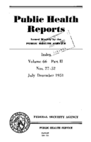 Public Health Reports  v 66 Part II nos 2752 JulyDecember 1951  Index