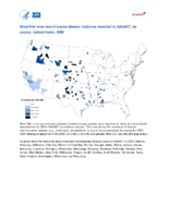 West Nile virus neuroinvasive disease incidence reported to ArboNET by county United States 2009