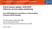 Endofseason update  20182019 influenza vaccine safety monitoring