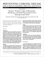 Secular Trends in Age at Menarche Smoking and Oral Contraceptive Use Among Israeli Girls