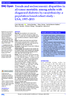 Trends and socioeconomic disparities in allcause mortality among adults with diagnosed diabetes by raceethnicity a populationbased cohort study  USA 19972015