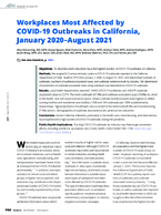 Workplaces Most Affected by COVID19 Outbreaks in California January 2020August 2021