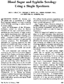 Blood sugar and syphilis serology using a single specimen