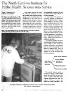 The North Carolina Institute For Public Health Science Into Service