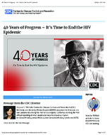 40 Years of Progress  Its Time to End the HIV Epidemic CDC 40 years web pages