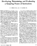 Developing Maintaining And Evaluating A Sampling Frame Of Institutions