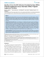 Quality of Care for HIV Infection Provided by Ryan White ProgramSupported versus NonRyan White ProgramSupported Facilities