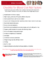 Checklist for blood clot risk factors