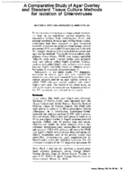 A comparative study of agar overlay and standard tissue culture methods for isolation of enteroviruses
