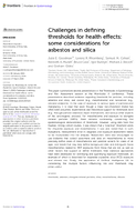 Challenges in Defining Thresholds for Health Effects Some Considerations for Asbestos and Silica